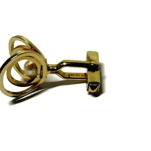 VTG Cufflinks 12K Gold with Pearl Mid-Century Dres - Picture 4 of 5